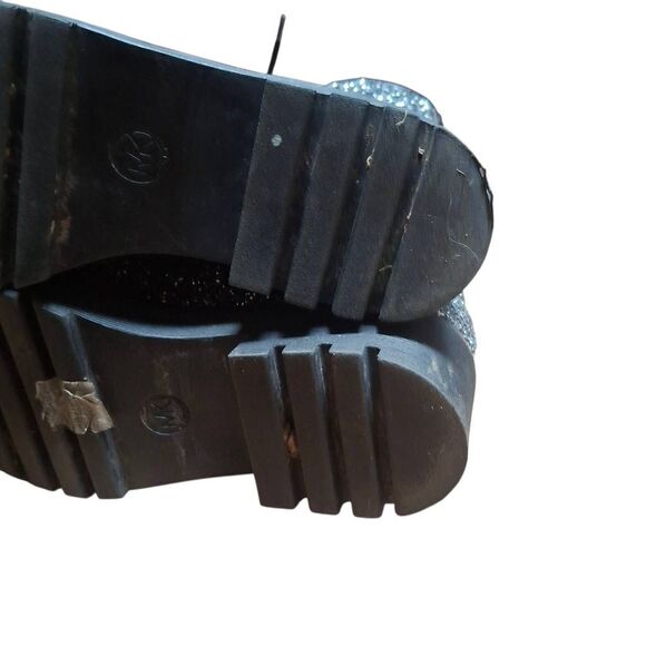 Michael Kors Silver Glitter Combat Boots Women’s 9 Platform Lug Sole Side Zip - Picture 7 of 9